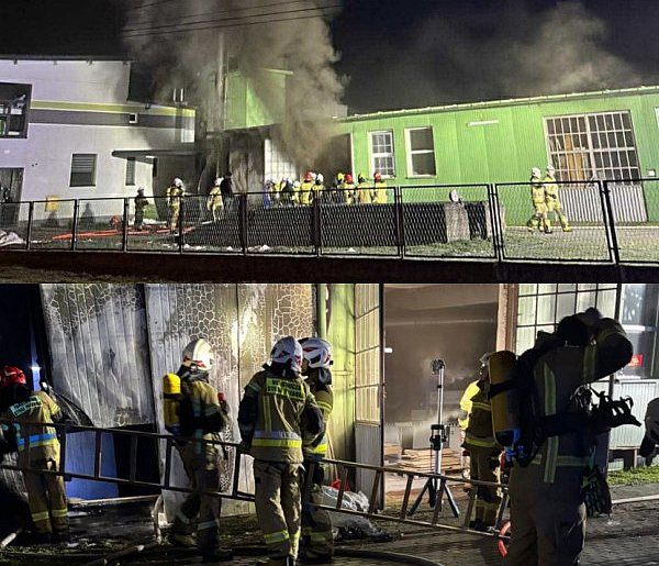 Nocny pożar hali produkcyjnej. Sześć zastępów straży-103011