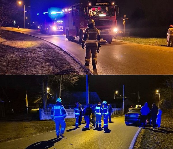 Groźnie w Grochowem. Kierująca uderzyła w słup-103149