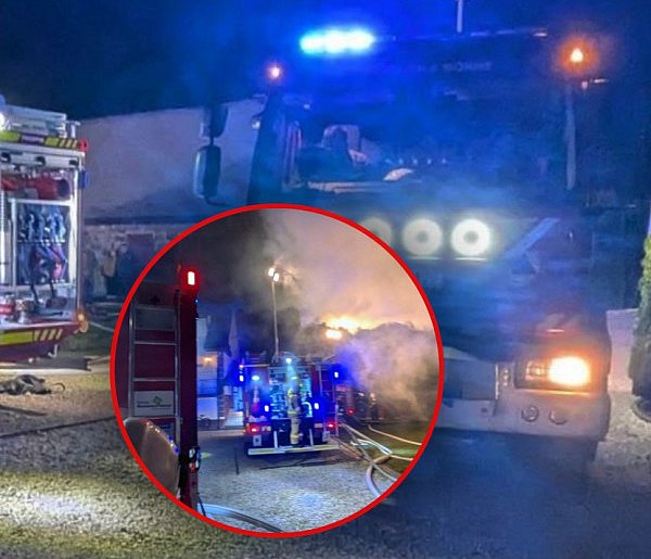 Nocny pożar budynku gospodarczego w powiecie
