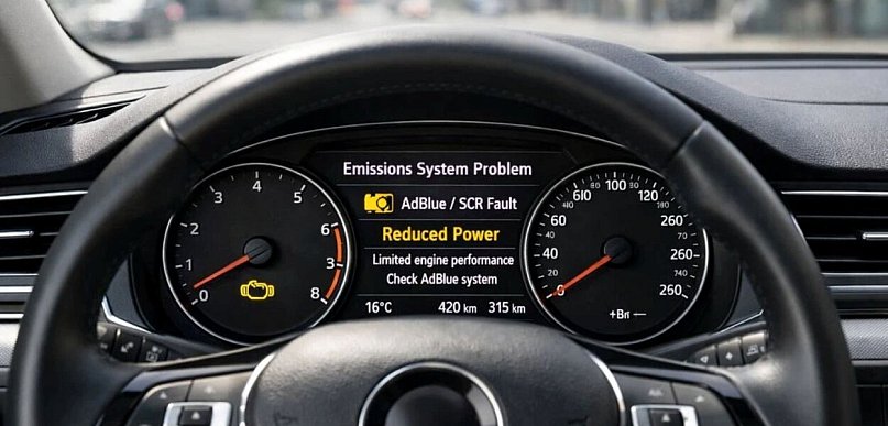 Najczęstsze objawy awarii układu SCR/AdBlue w dieslu: od check engine po tryb awar