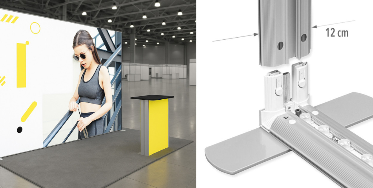 Ścianka reklamowa LED LUMIX – profil aluminiowy 12 cm i grafika Backlit