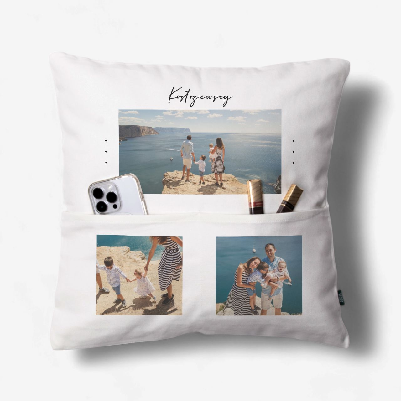 Personalizowana PODUSZKA ZE ZDJĘCIAMI i kieszeniami